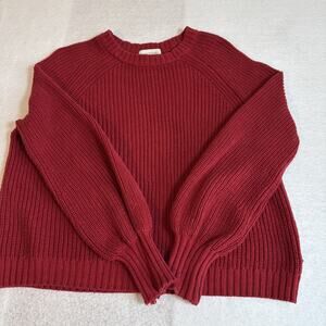 Free Assembly Women’s Red Crew Chunky Cable Knit Sweater Size Lg